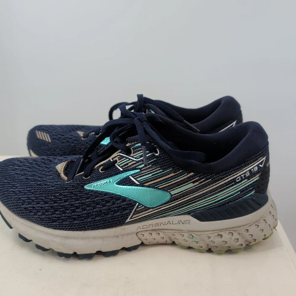 Brooks Adrenaline GTS 19 Cushioned‎ Lace-Up Athletic Sneakers Navy Blue Size 7